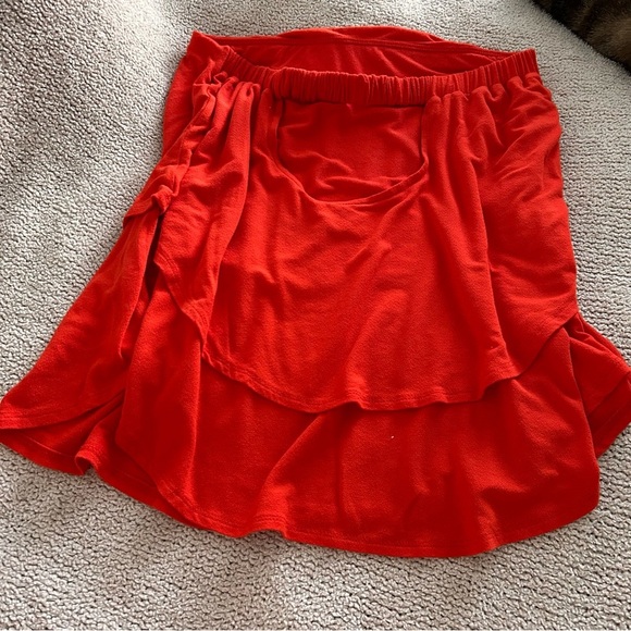 Free people red orange strapless layered + relaxed boho short sunsational set - Picture 5 of 10